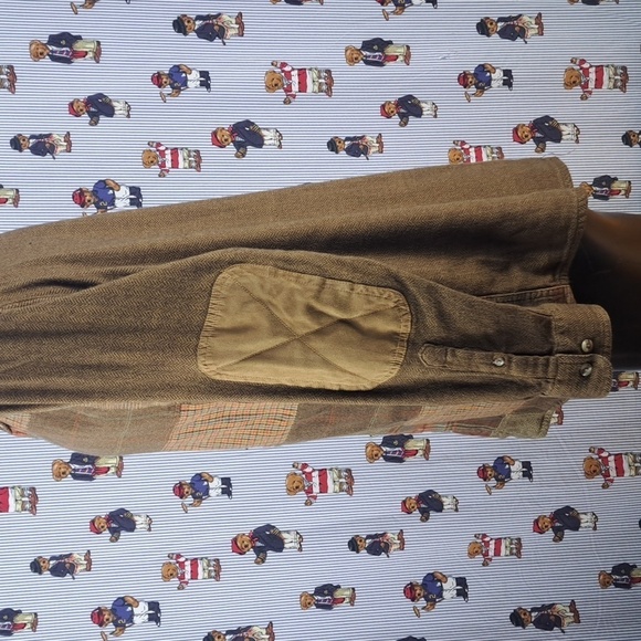 Redhead patchwork plaid front lined brown & orange casual button-up XL shirt - Picture 3 of 7